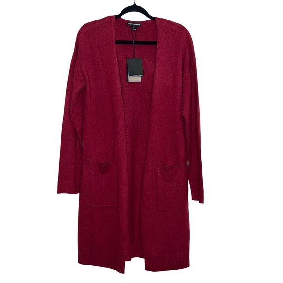 State Cashmere 100% Cashmere Long Open Front Cardigan Sweater Red NWT Size Large - Picture 1 of 9